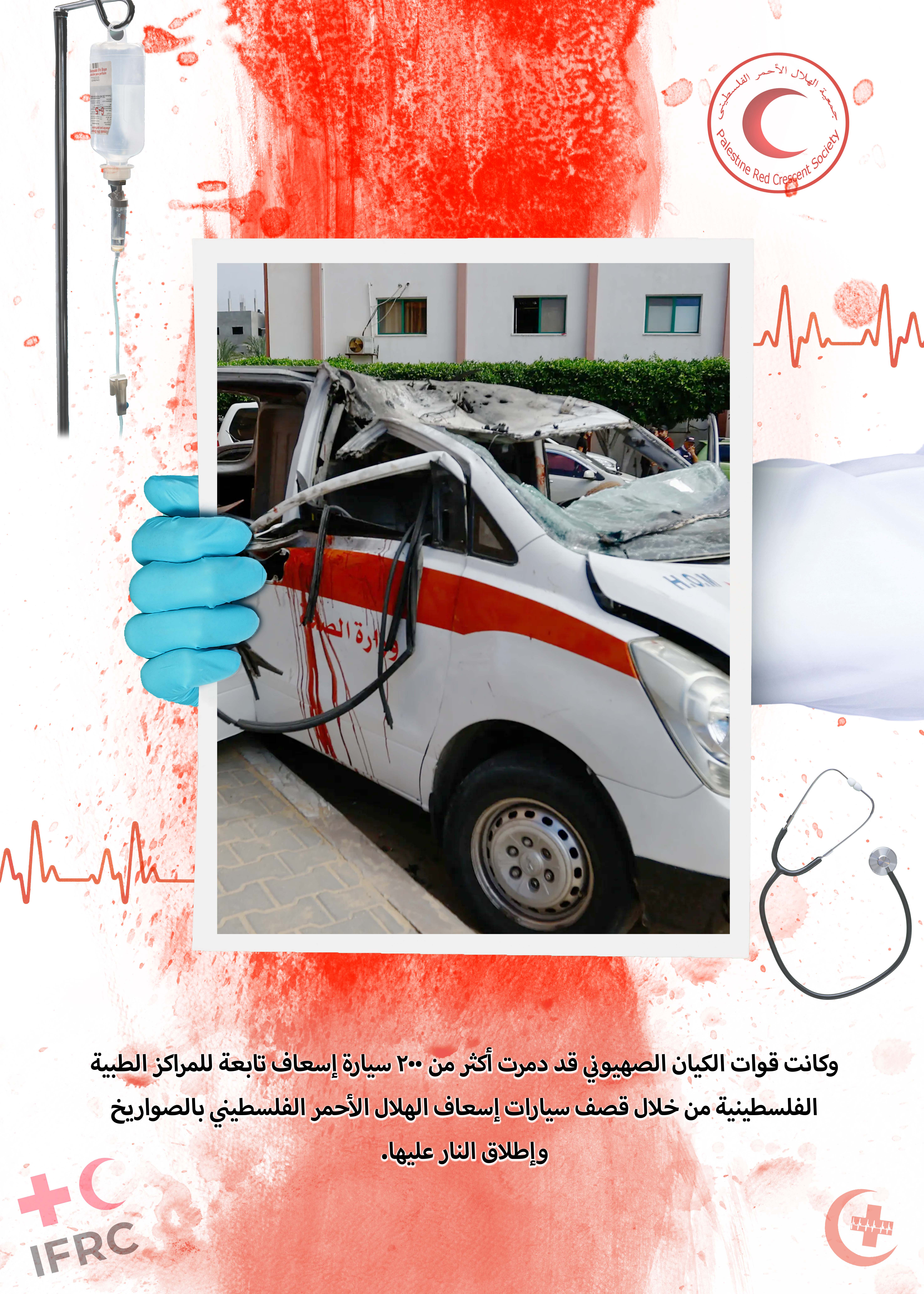 الاعتداء على المستشفيات وسيارات الإسعاف والطواقم الطبية في قطاع غزة