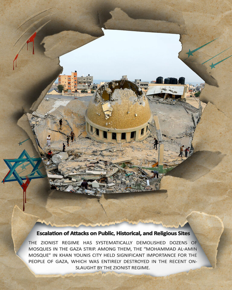 Intensification of attacks on public, historical and religious areas of the Gaza Strip